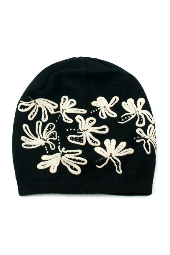 Czapka Lodowe Kwiaty - czarny