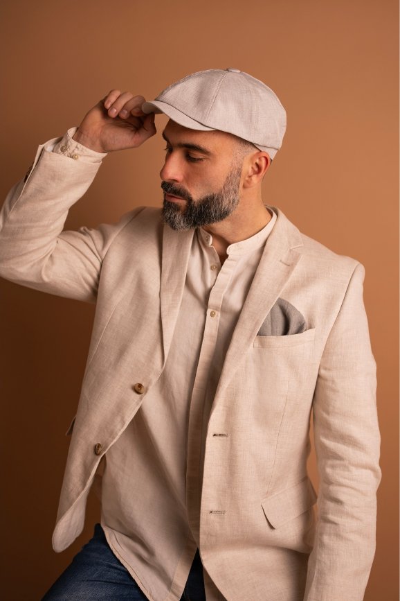 Kaszkiet Charles - jasny beżowy , jasny szary