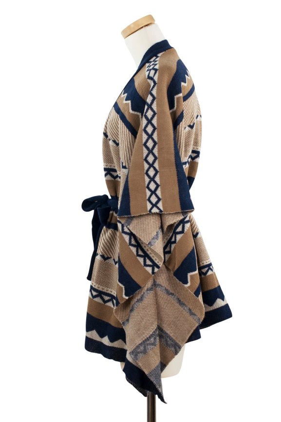 Ponczo Zygzak - brązowy, niebieski