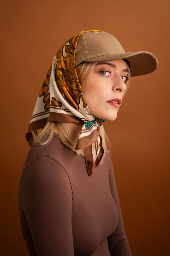 Apaszka Nellis - brązowy, pomarańczowy