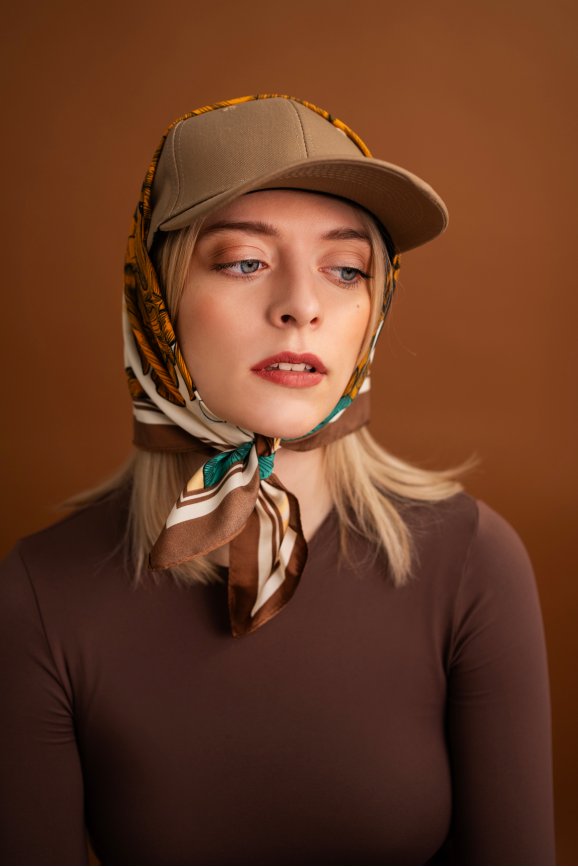 Apaszka Nellis - brązowy, pomarańczowy